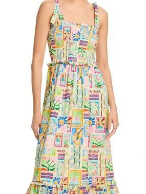 Bloomingdale’s Aqua - Multicolor Printed Midi Dress - New with tags